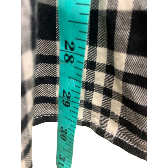 Talbots Plus Plaid Black White Button Front Shirt Blouse Size 3X - Picture 6 of 6